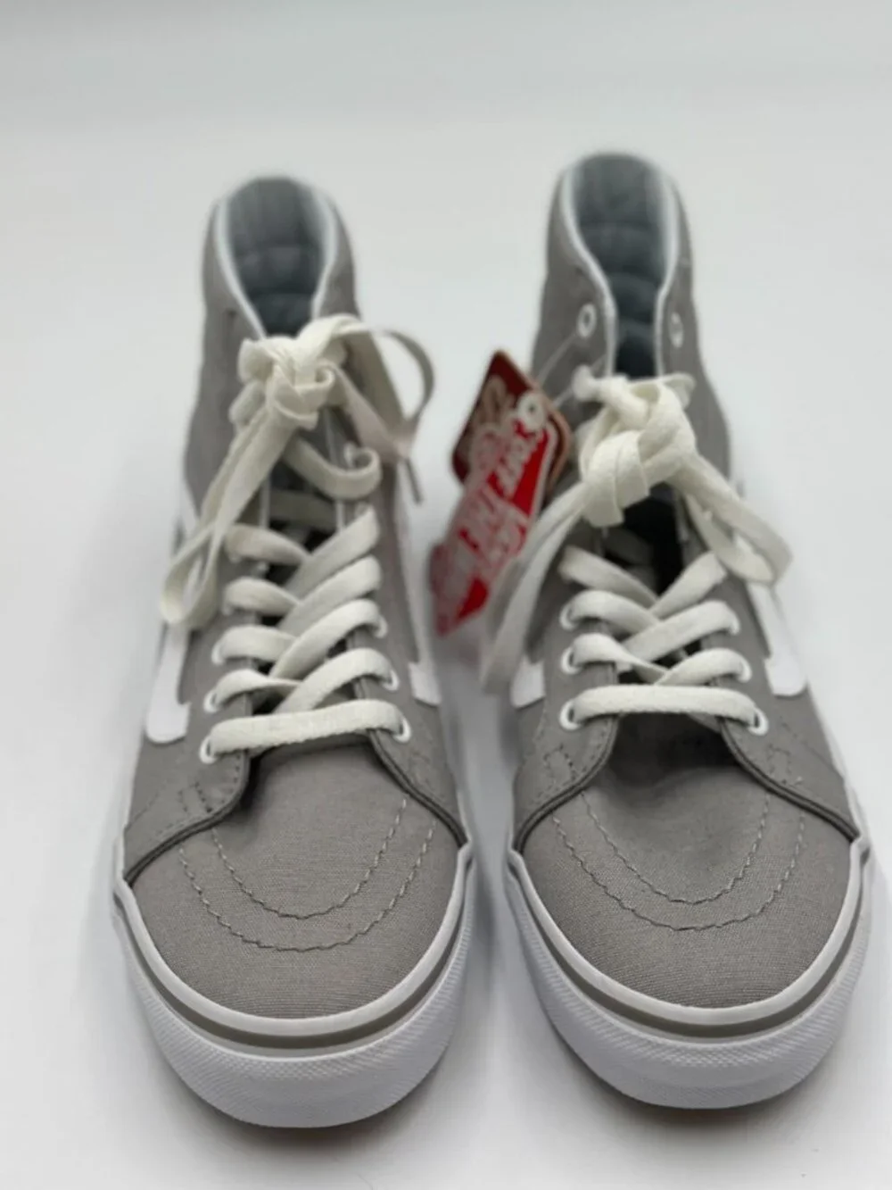 Vans SK8-Hi Gray White Canvas High Top Sneakers Womens 6.5 Mens 5 NWT